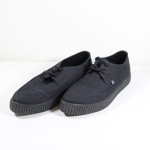 T.U.K. Black Canvas Platform Creepers Pointed Toe
